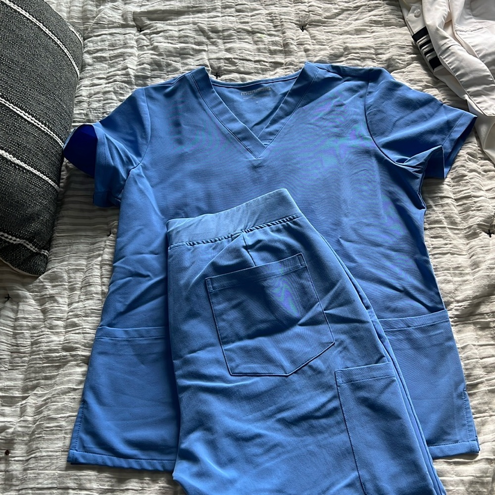 Set of mandala scrubs in Cecil blue